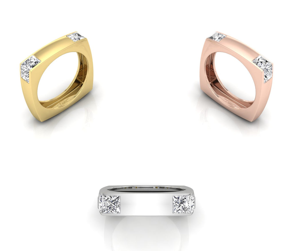 vimg:FJ4818|vimg:FJ4840|14K White Gold Princess Cut Diamond Ring — 3 COLOR