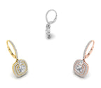 18K Drop Princess Diamond Earrings — 3 COLOR