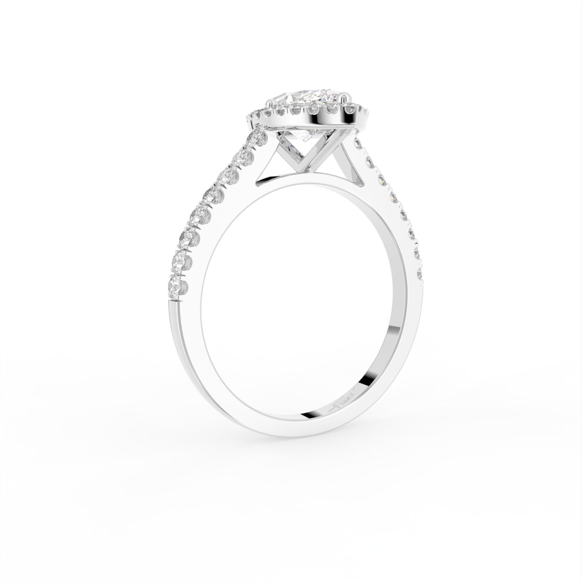 18K Halo Marquise Diamond Engagement Ring — 3D VIEW