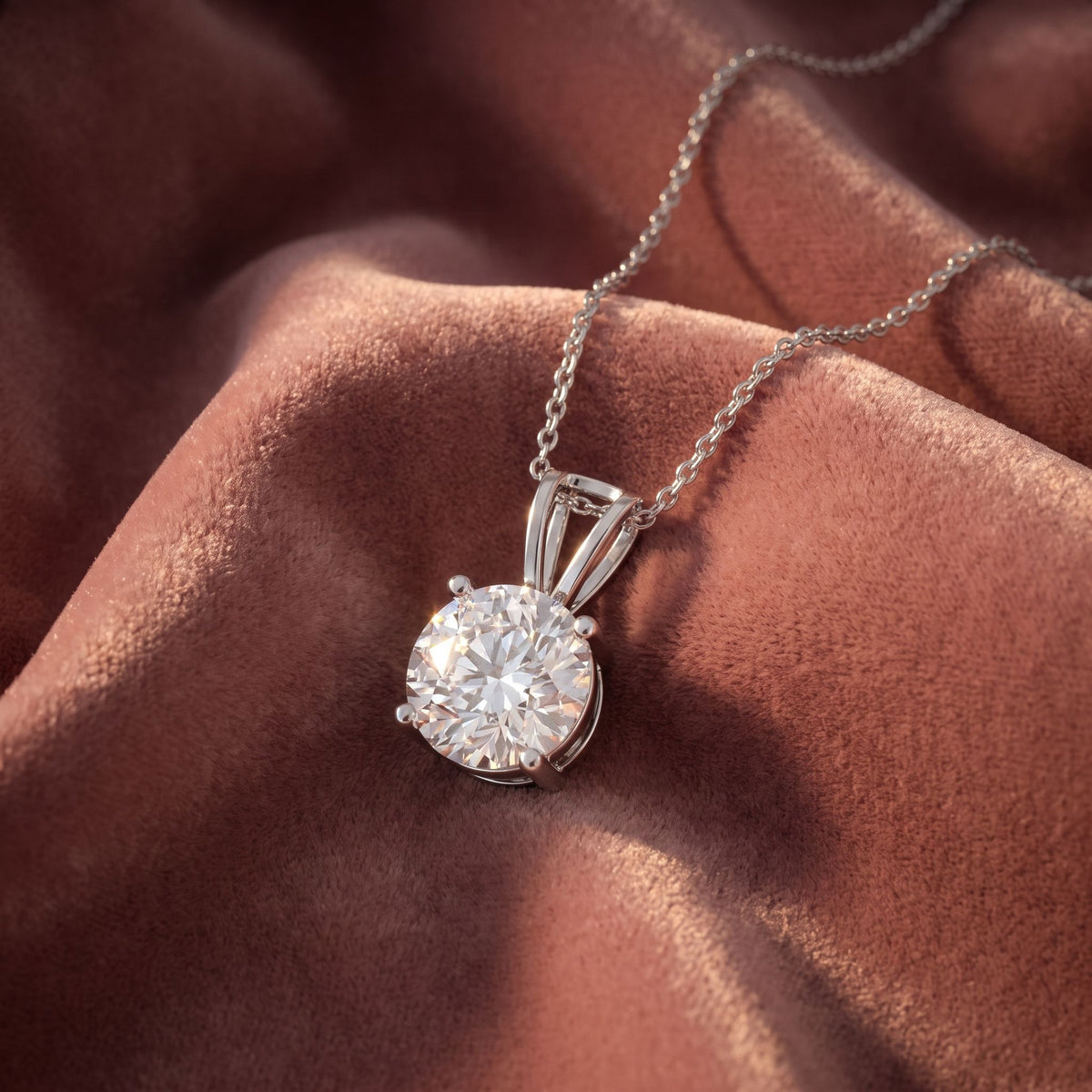 18K Solitaire Diamond Pendant — AI cloth, in-house