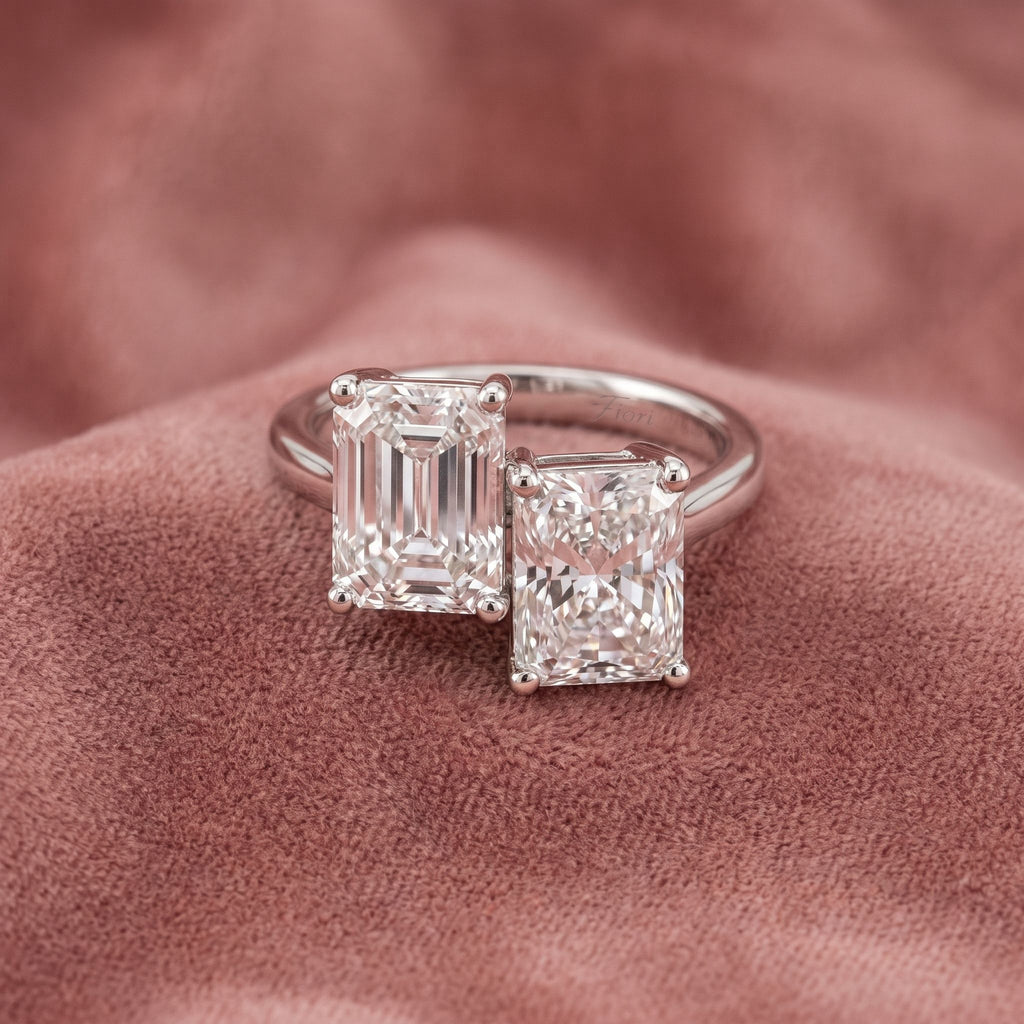 18K Emerald Cut Diamond Ring — AI cloth, in-house