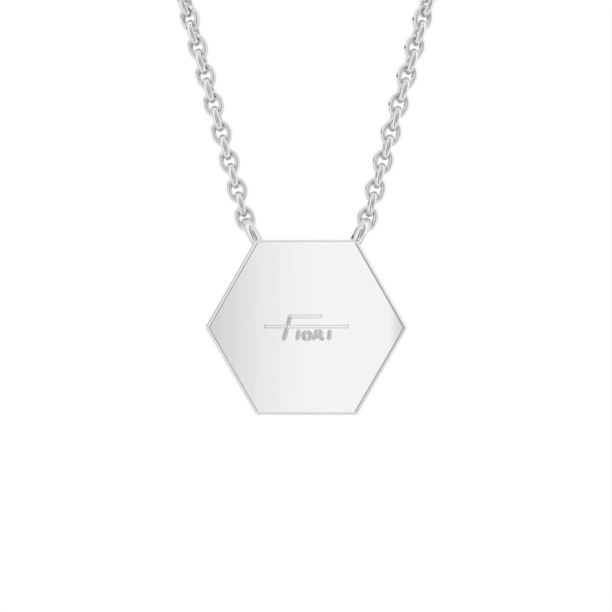18K Hexagon Round Diamond Pendant — BACK