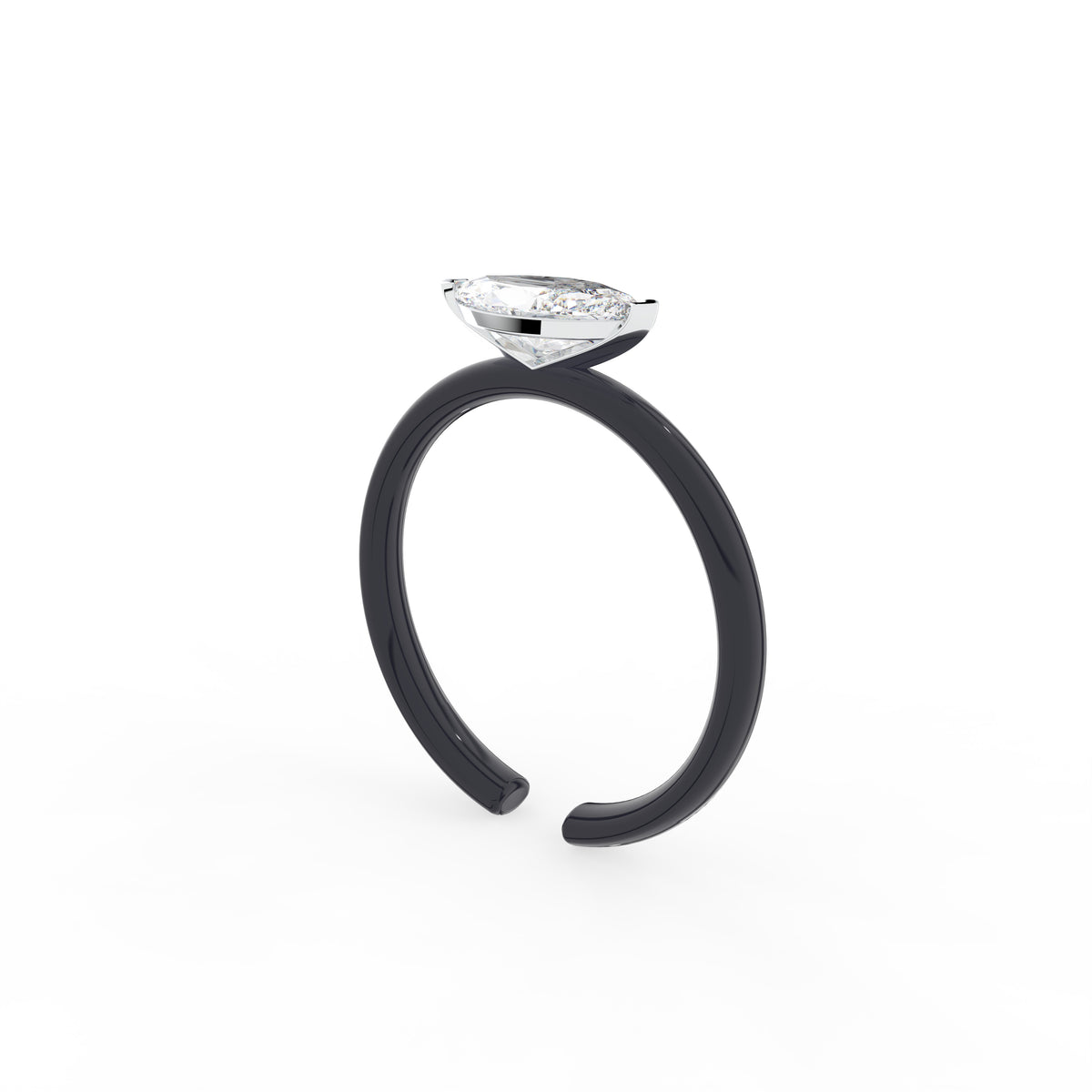 18K Marquise Solitaire Diamond Ring — 3D VIEW