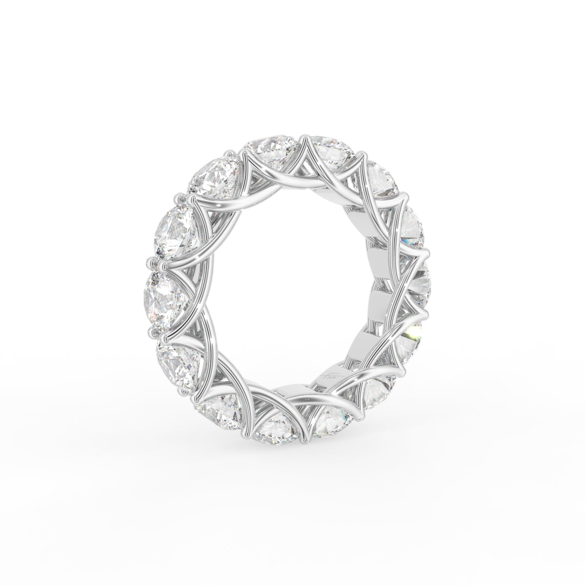18K Full Eternity Round Diamond Ring — 3D VIEW