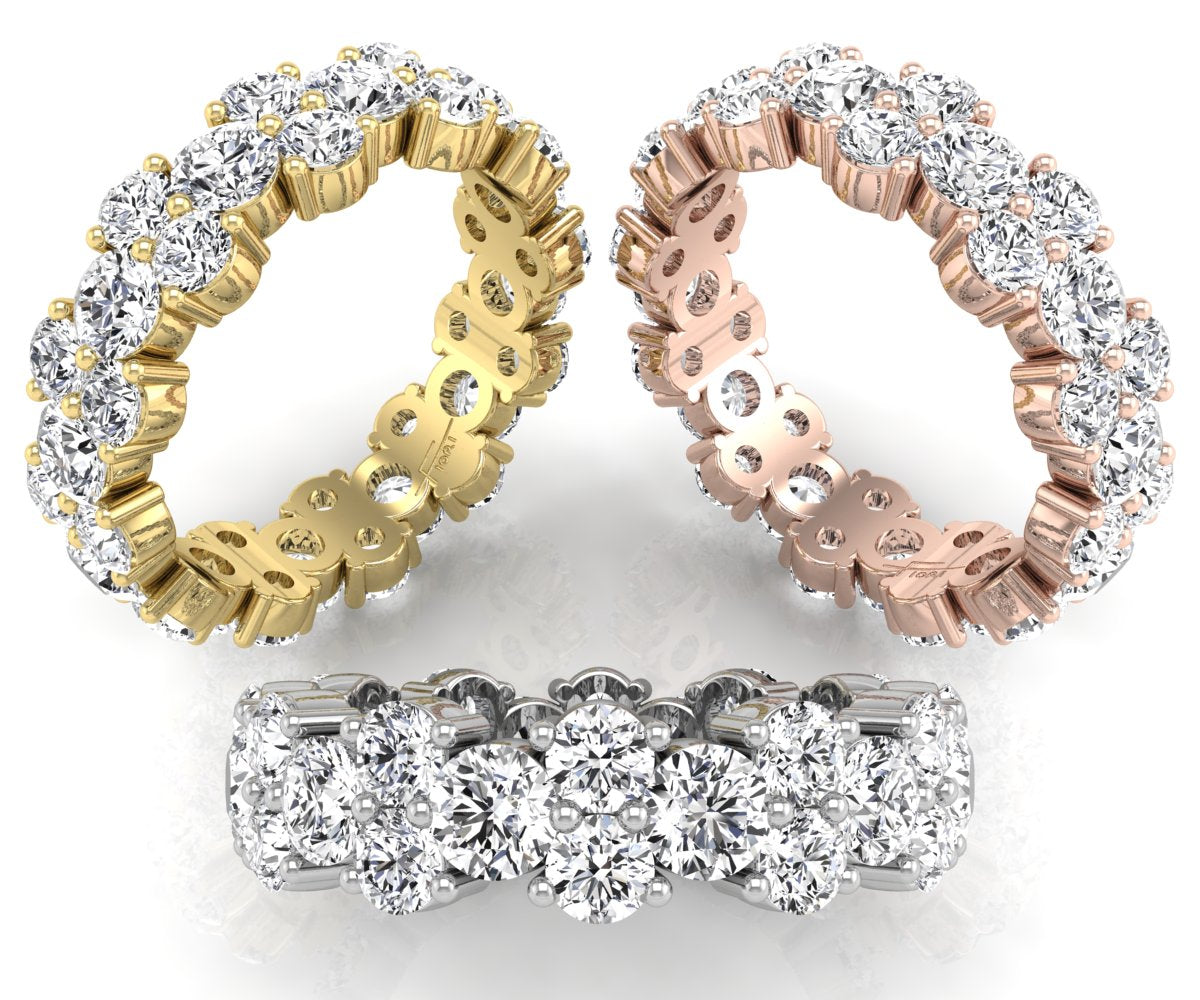 18K Round Full Eternity Diamond Ring — 3 COLOR