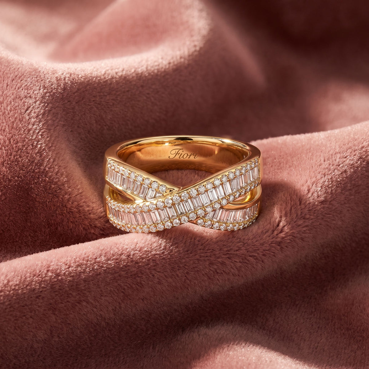 18K Baguette Diamond Statement Ring — AI cloth, in-house