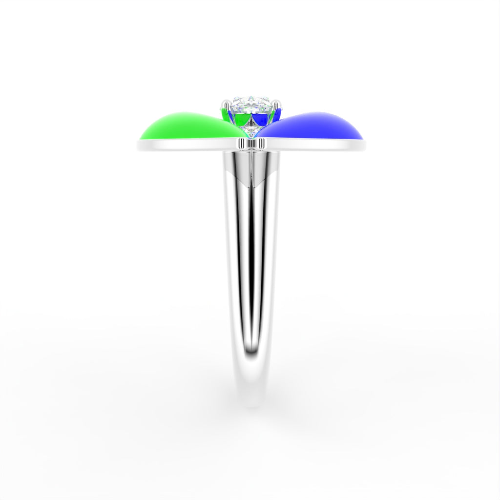 18K Bespoke Oval Diamond Ring — SIDE