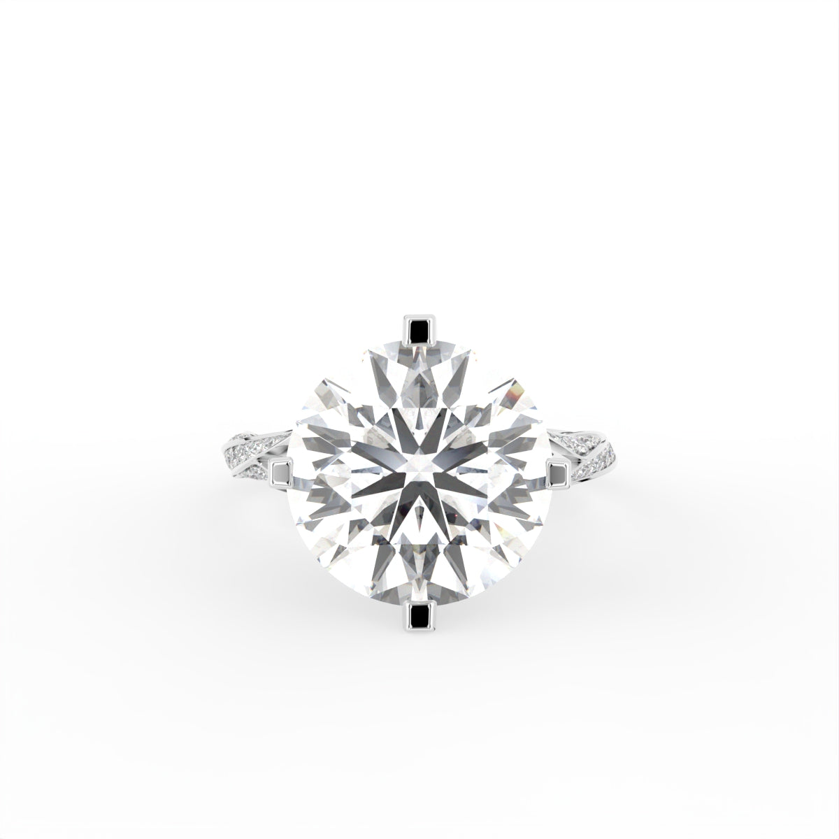 18K Solitaire Round Diamond Engagement Ring — TOP