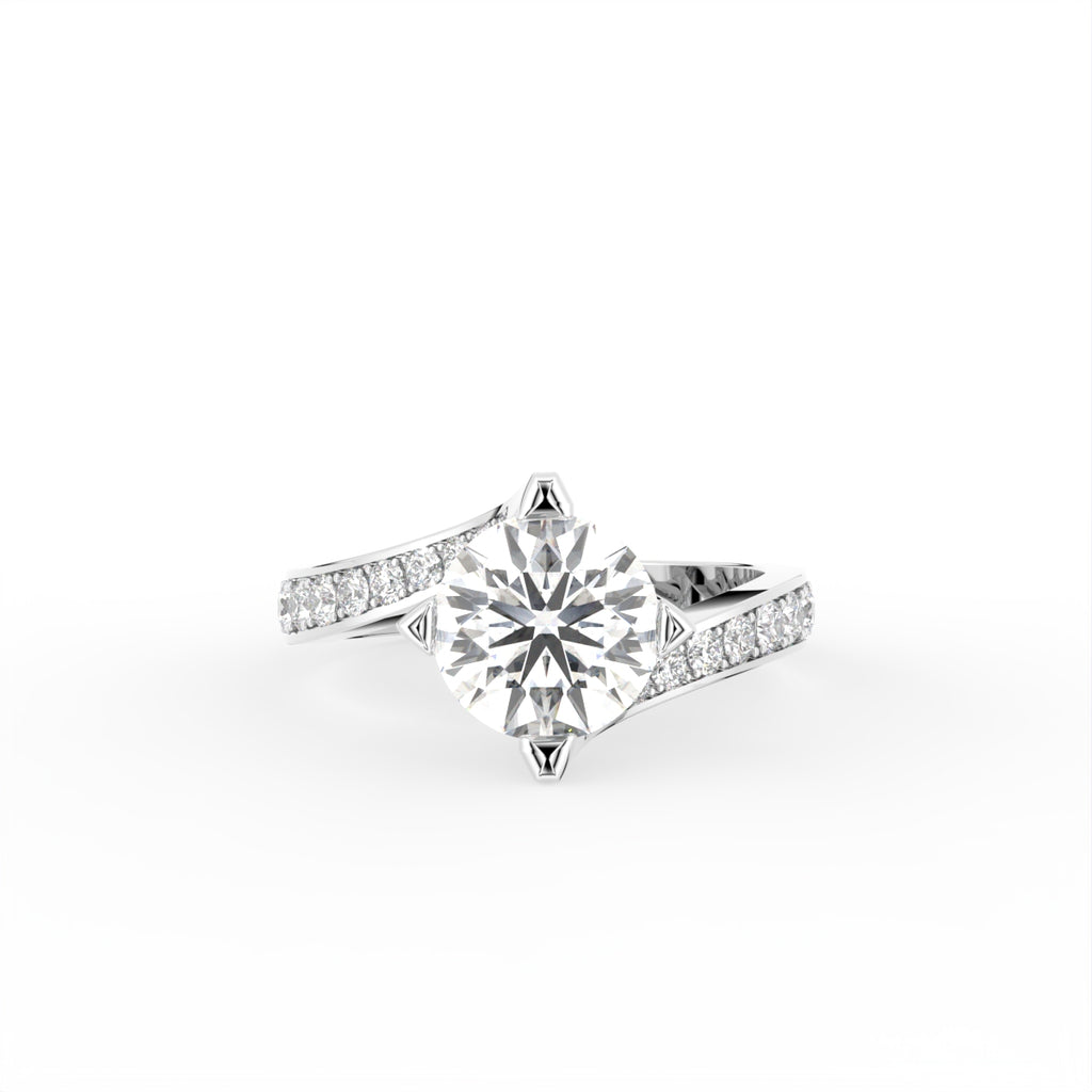18K Round Diamond Engagement Ring — TOP