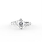 18K Round Diamond Engagement Ring — TOP
