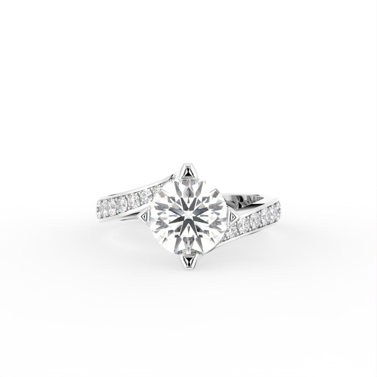 18K Round Diamond Engagement Ring — TOP