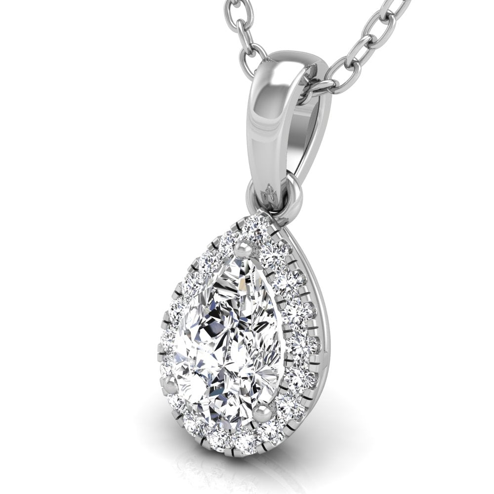 18K Halo Diamond Pendant — RIGHT