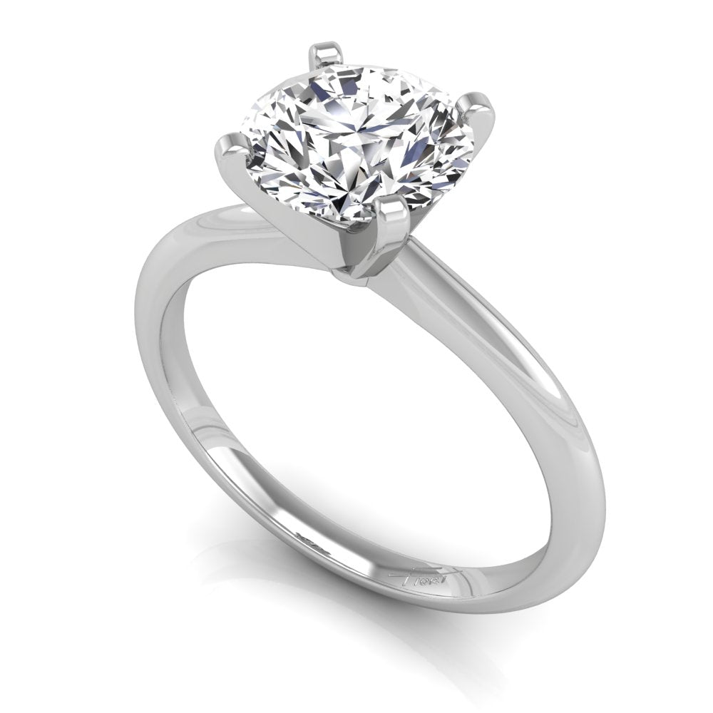 18K Round Diamond Solitaire Engagement Ring — 3D VIEW