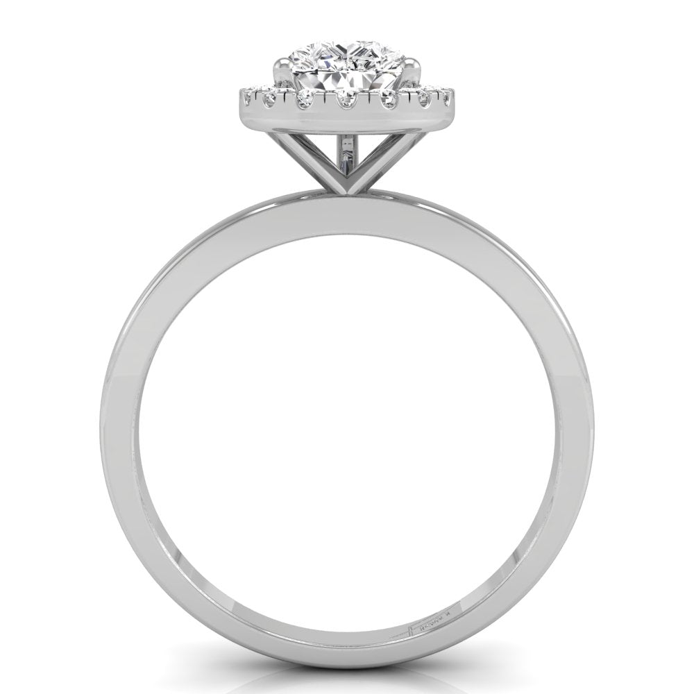 18K Halo Pear Diamond Ring — FRONT