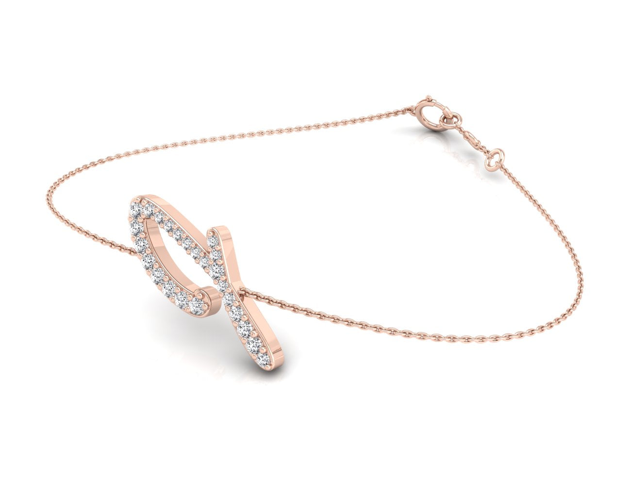 18K Alphabet Diamond Bracelet — 3D VIEW