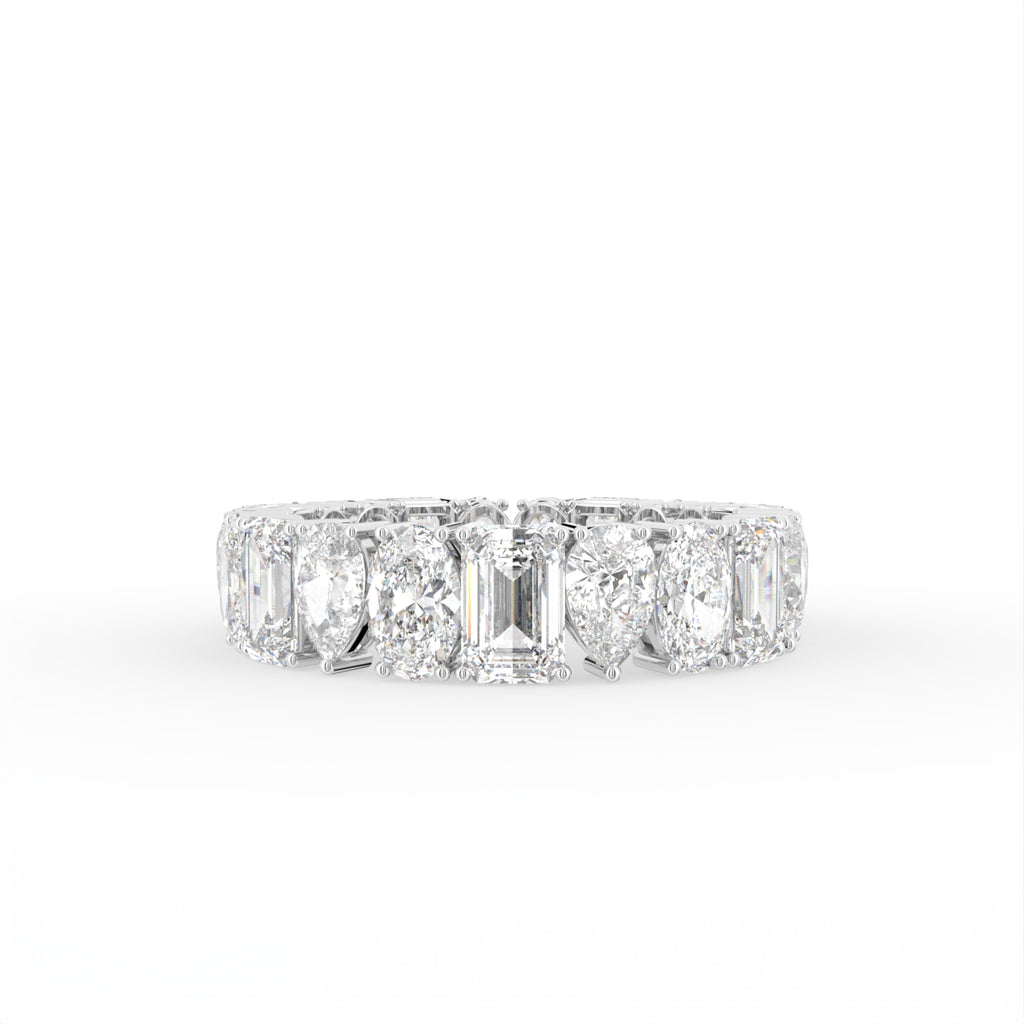 14K White Gold Emerald Diamond Full Eternity Ring — TOP