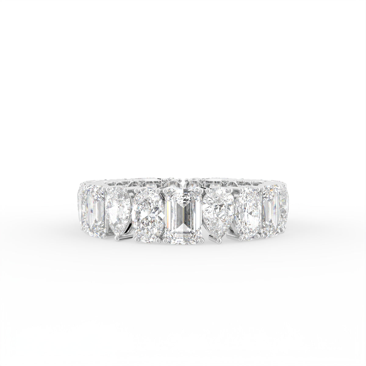 14K White Gold Emerald Diamond Full Eternity Ring — TOP