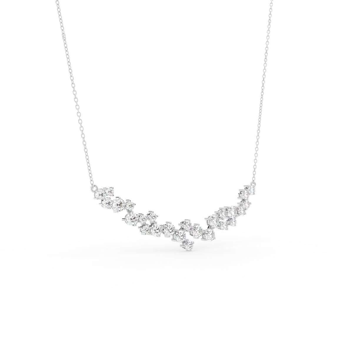 18K Bespoke Cluster Diamond Pendant — 3D VIEW