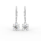 18K Round Solitaire Diamond Drop Earrings — TOP