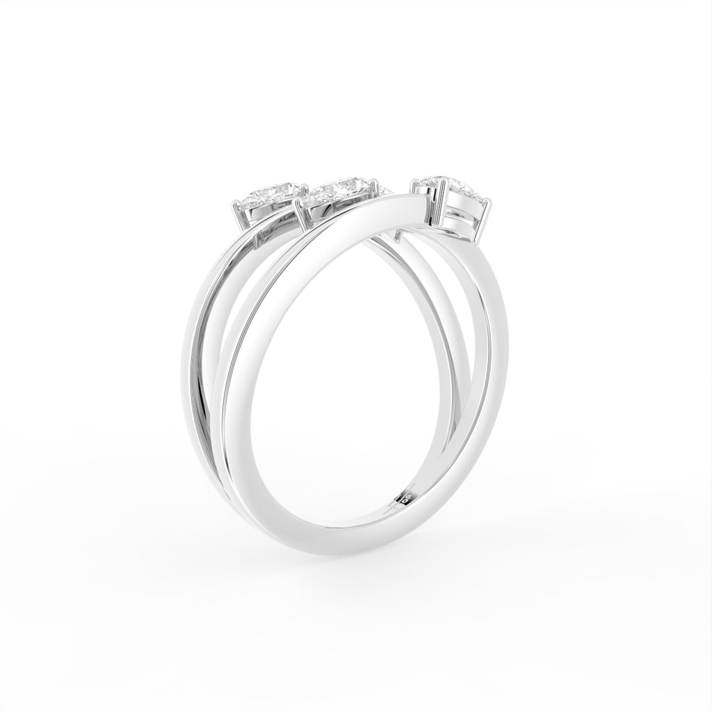 18K Bespoke Pear Diamond Ring — 3D VIEW