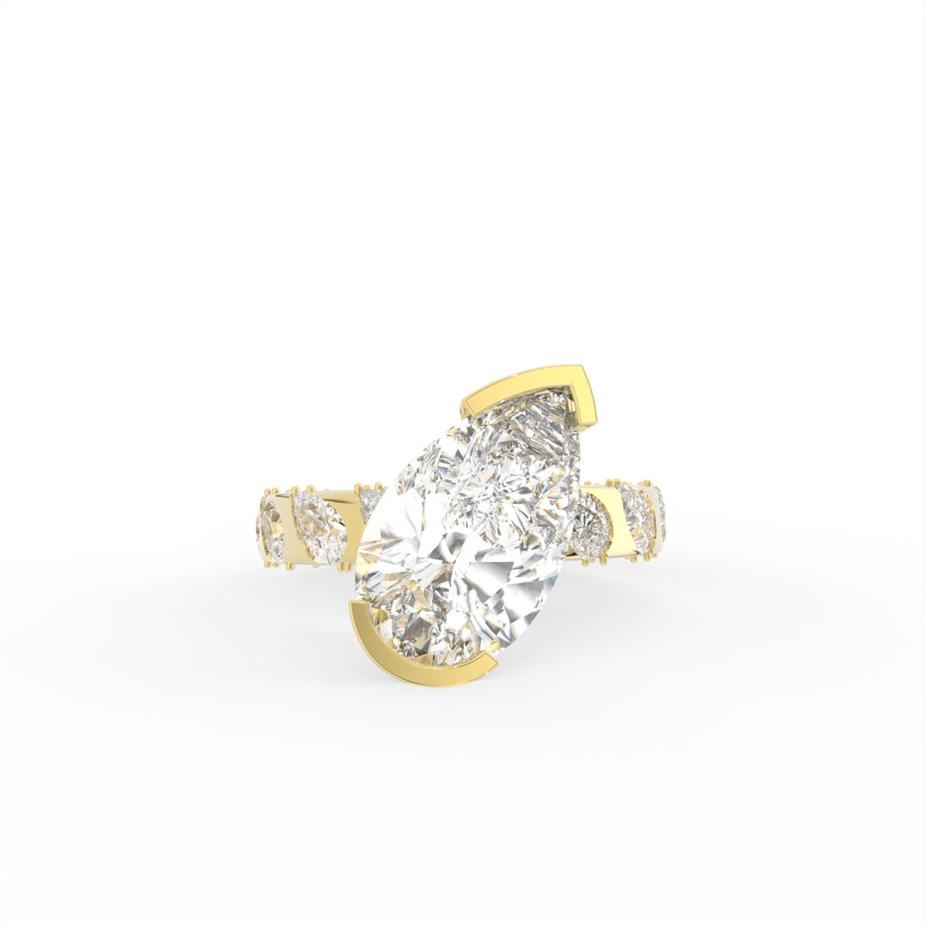Sterling Silver Pear Diamond Ring — TOP