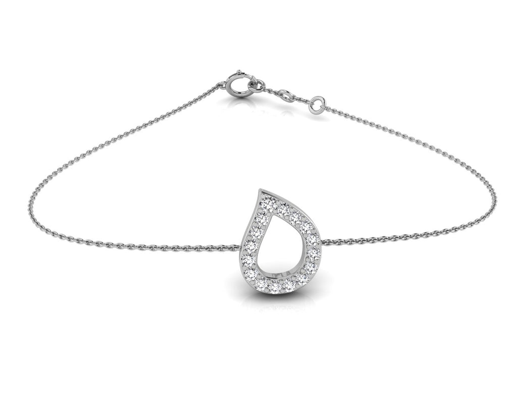 18K White Gold Arabic Alphabet Round Diamond Bracelet — TOP