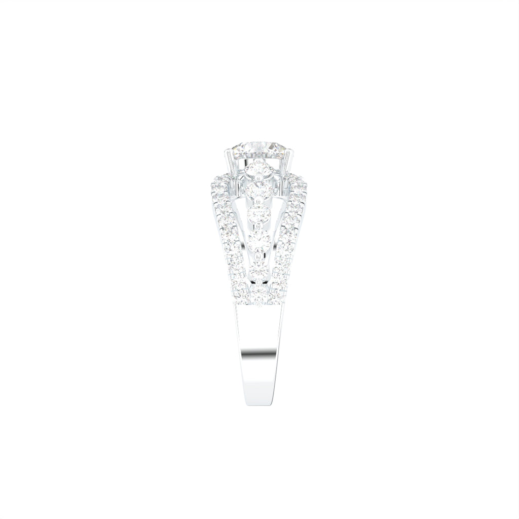 18K White Gold Bespoke Round Diamond Ring — SIDE