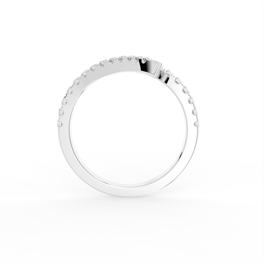 18K Rose Gold Round Diamond Open Ring — FRONT