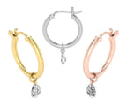 18K Pear Diamond Hoop Earrings — 3 COLOR