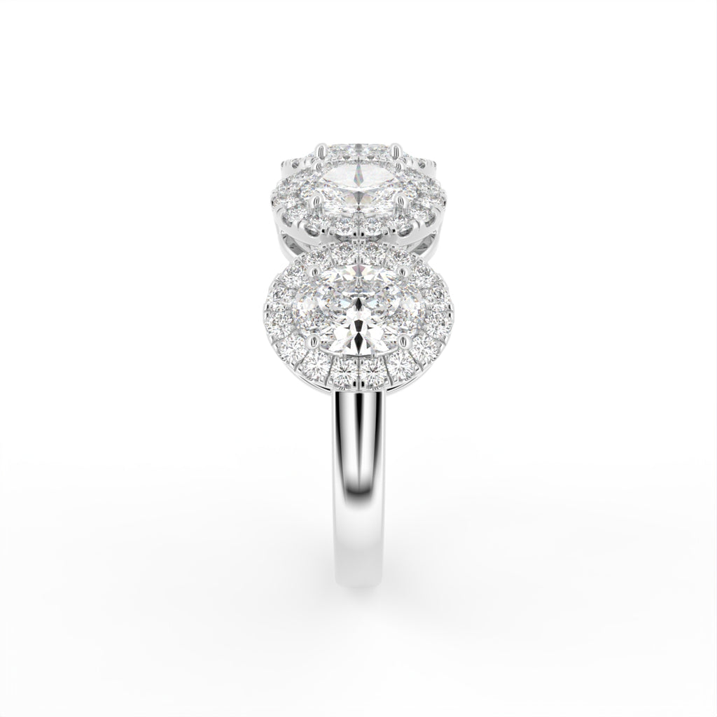 18K Halo Oval Diamond Ring — SIDE