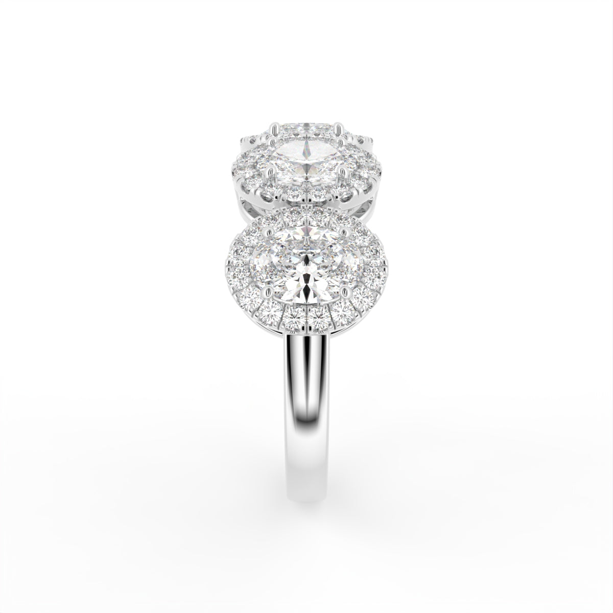 18K Halo Oval Diamond Ring — SIDE