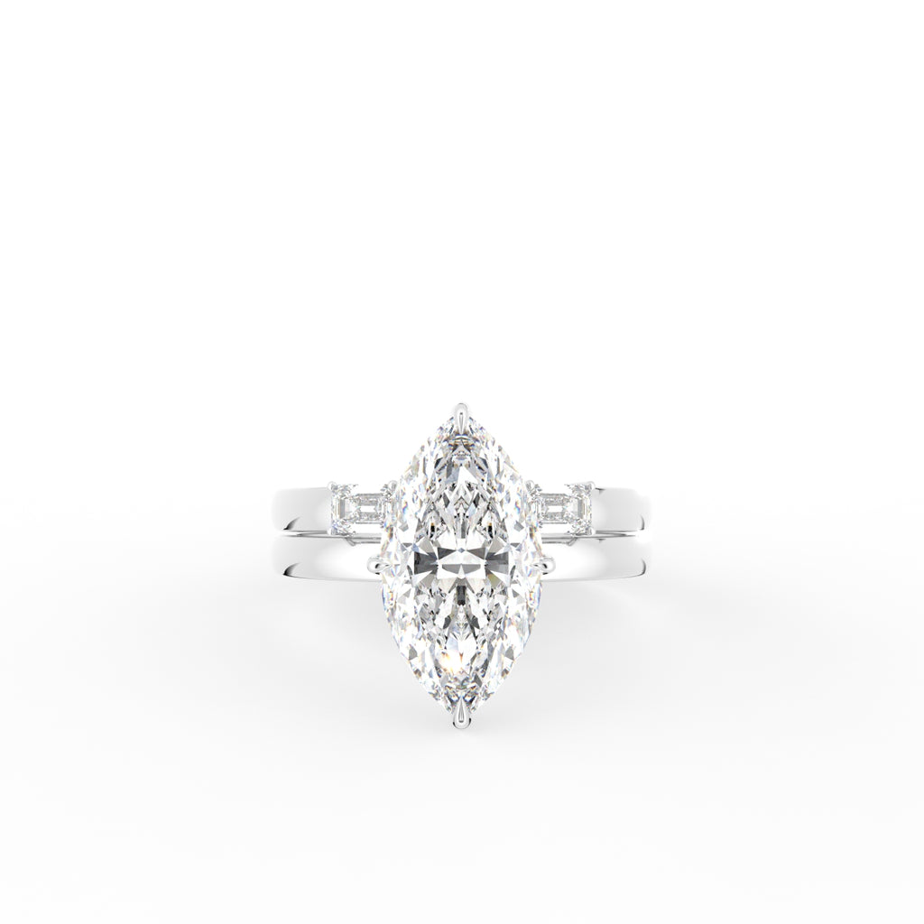 18K Yellow Gold Solitaire Marquise Diamond Ring — TOP