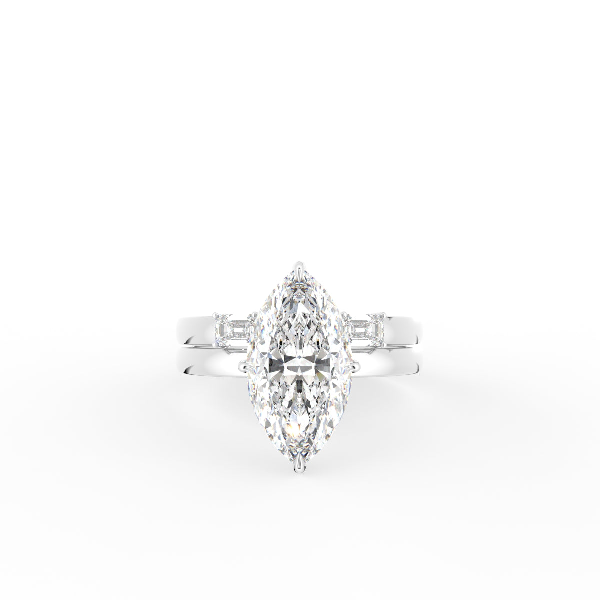 18K Yellow Gold Solitaire Marquise Diamond Ring — TOP