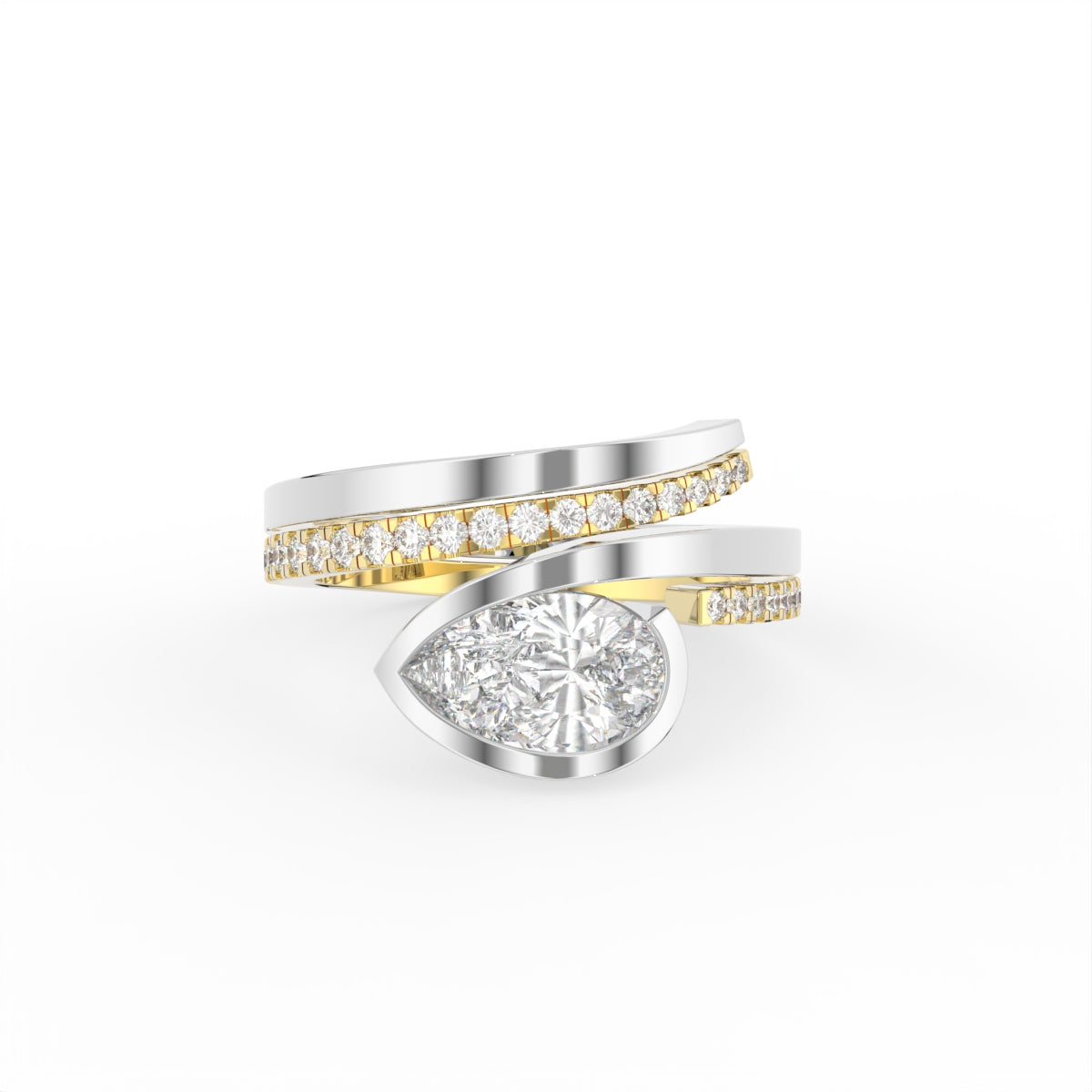 Sterling Silver Pear Diamond Ring — TOP