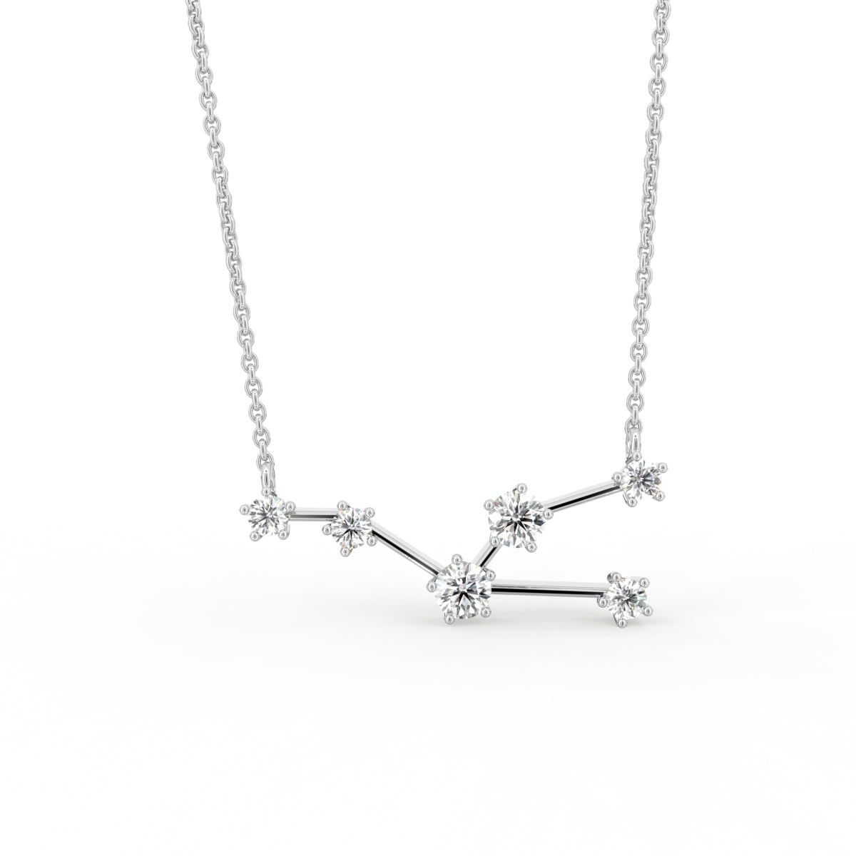 18K Yellow Gold Constellation Round Diamond Pendant — FRONT
