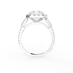 18K Halo Emerald-Cut Diamond Engagement Ring — FRONT