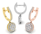 18K Halo Round Diamond Huggie Earrings — 3 COLOR