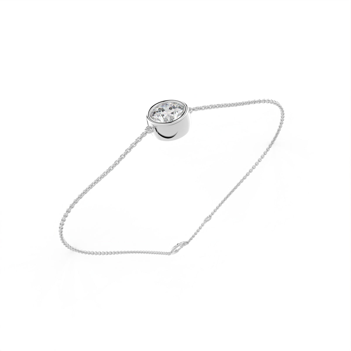 18K Gold Round Bezel Diamond Bracelet — 3D VIEW
