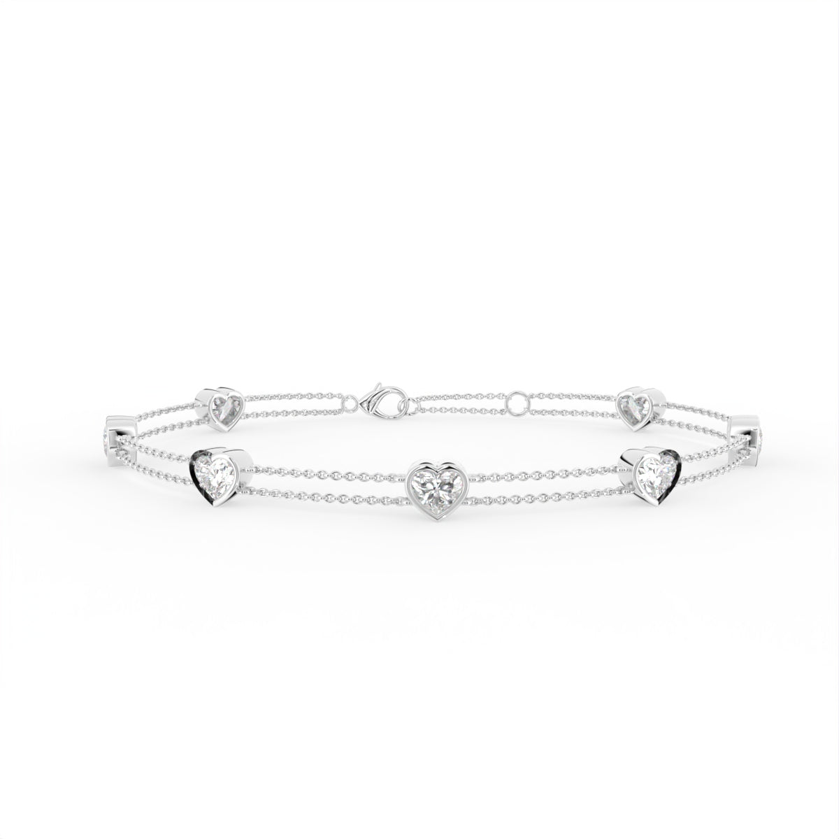 14K Yellow Gold Heart Diamond Bracelet — TOP
