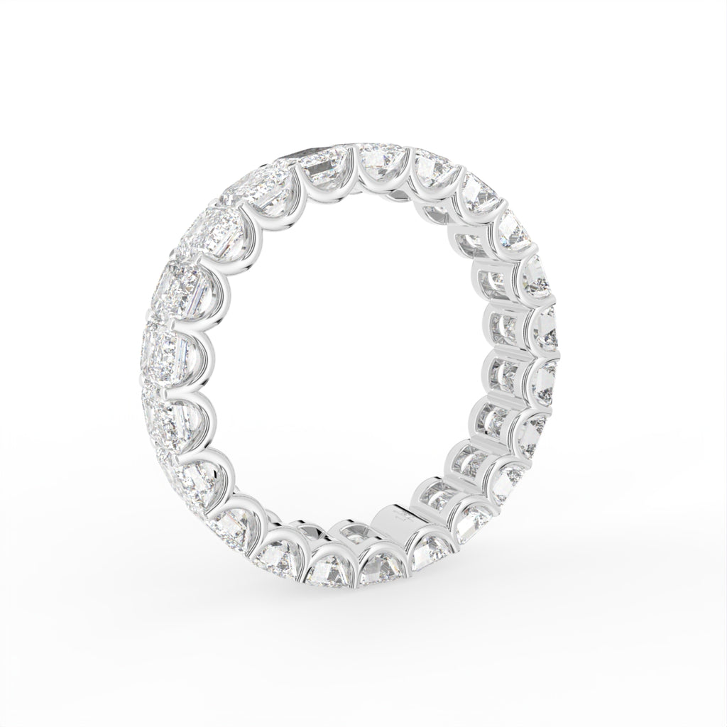 14K White Gold Emerald Diamond Full Eternity Ring — 3D VIEW