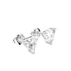 18K Triangle Solitaire Diamond Earrings — 3D VIEW