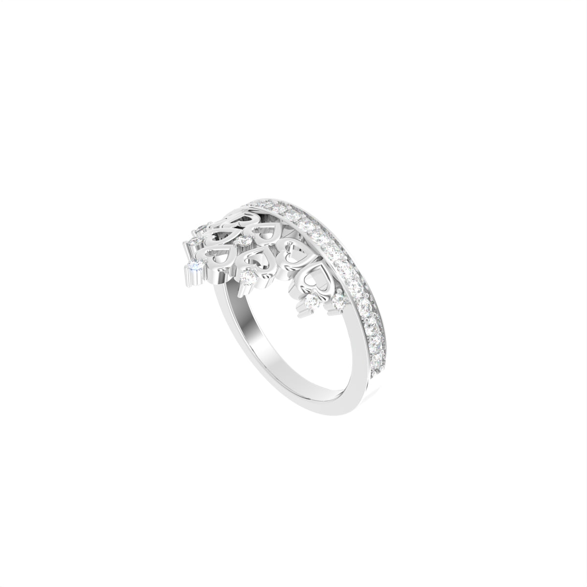 18K Bespoke Crown Diamond Ring — 3D VIEW