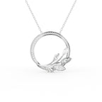18K Floral Leaf Diamond Pendant — FRONT