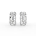 14K White Gold Pave Diamond Hoop Earrings — TOP