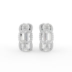 14K White Gold Pave Diamond Hoop Earrings — TOP