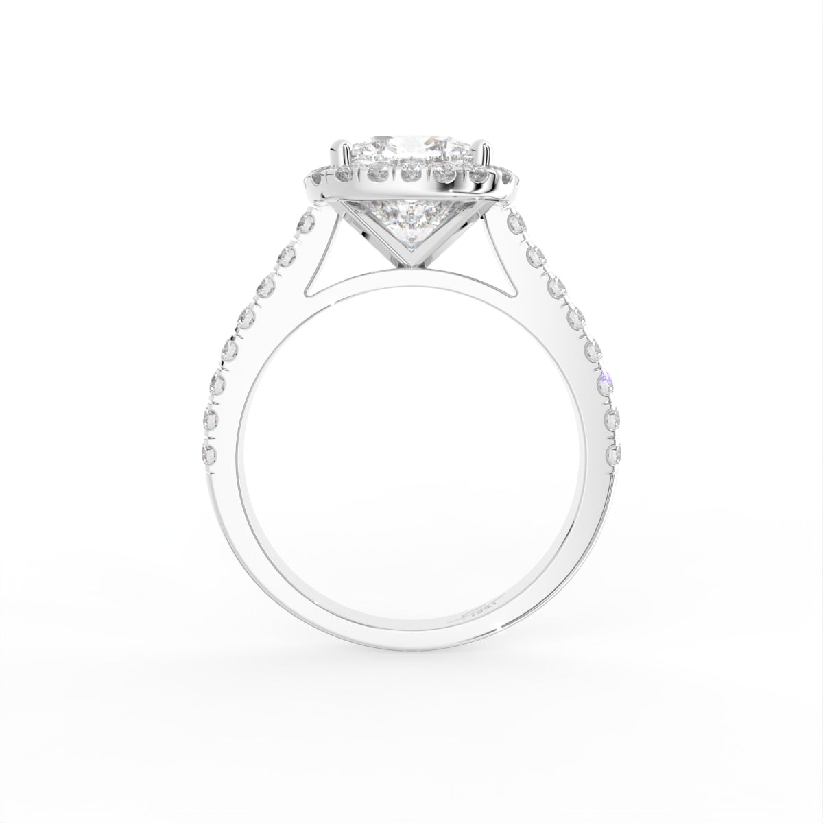 18K Halo Cushion Cut Diamond Engagement Ring — FRONT