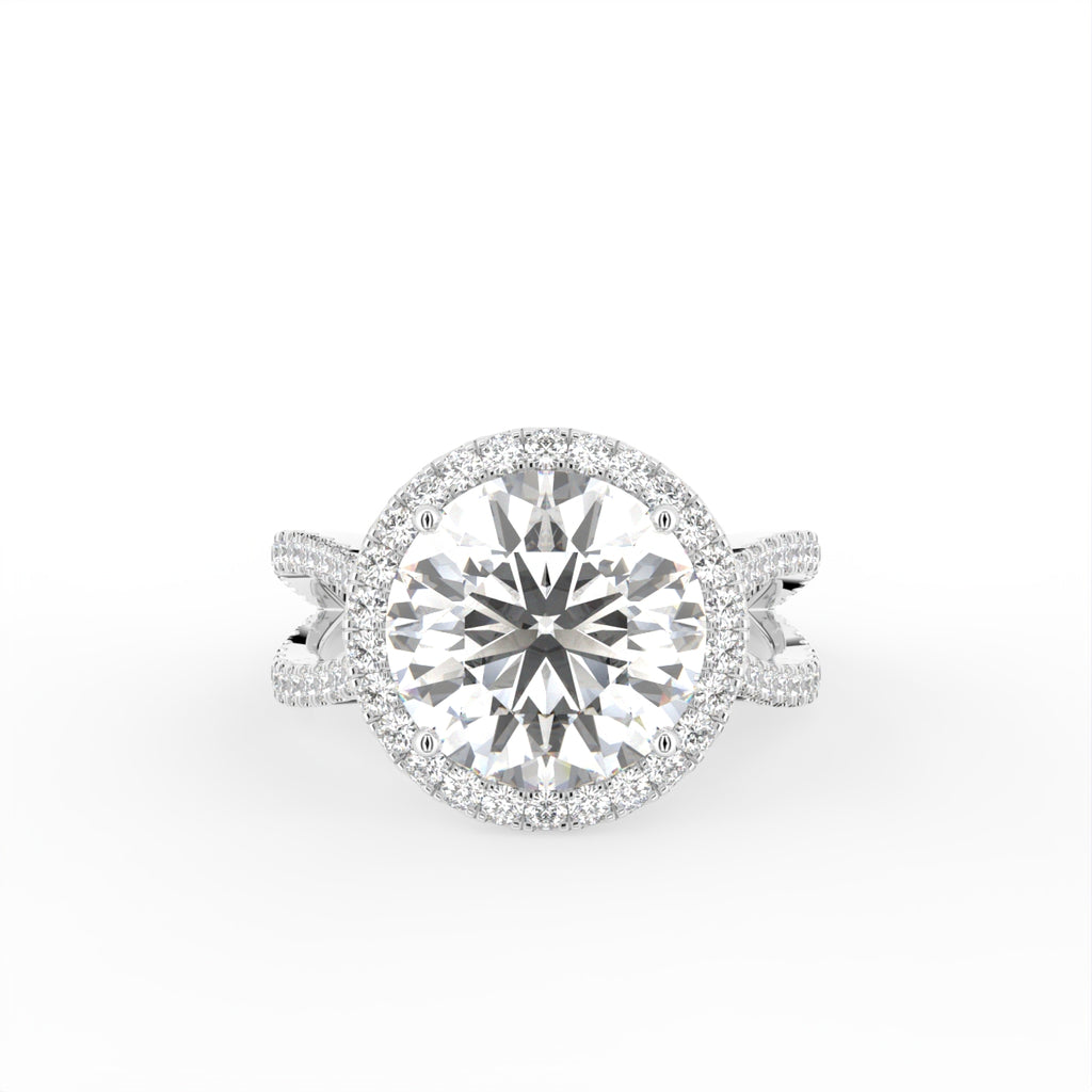 18K Halo Round Diamond Engagement Ring — TOP