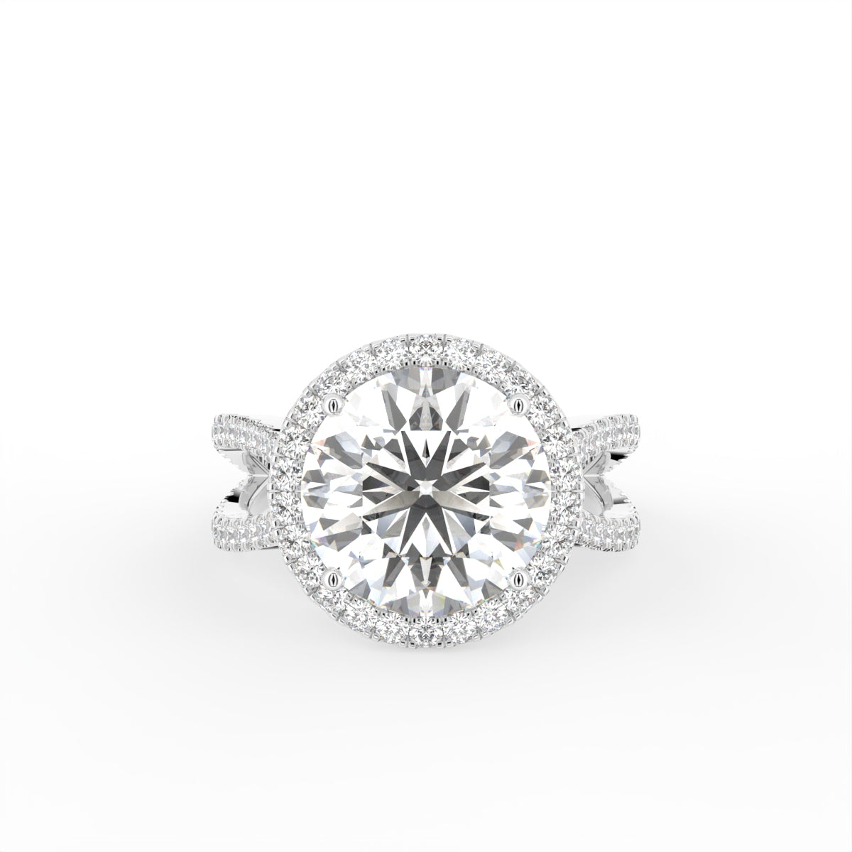 18K Halo Round Diamond Engagement Ring — TOP