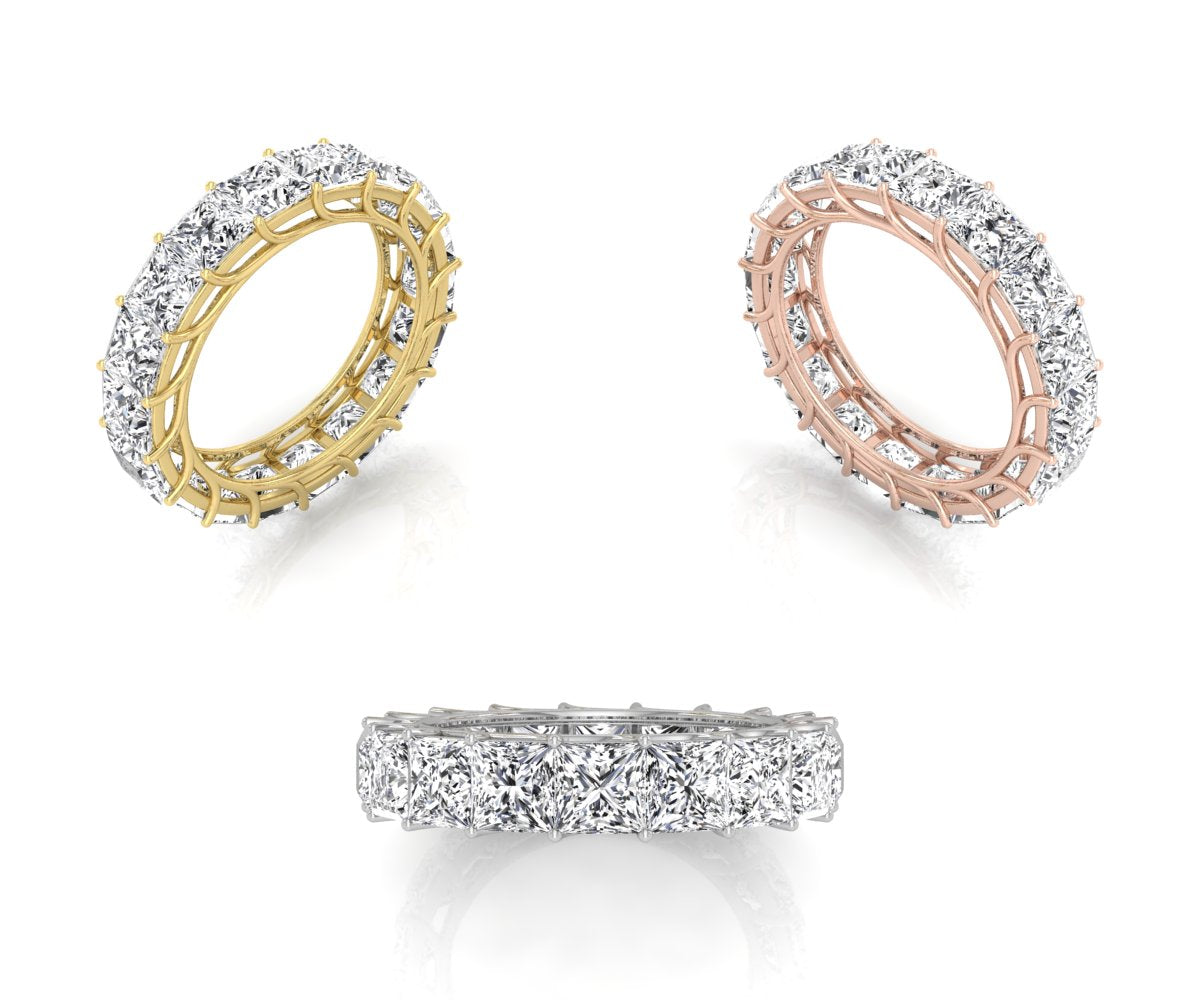 14K White Gold Full Eternity Princess Diamond Ring — 3 COLOR