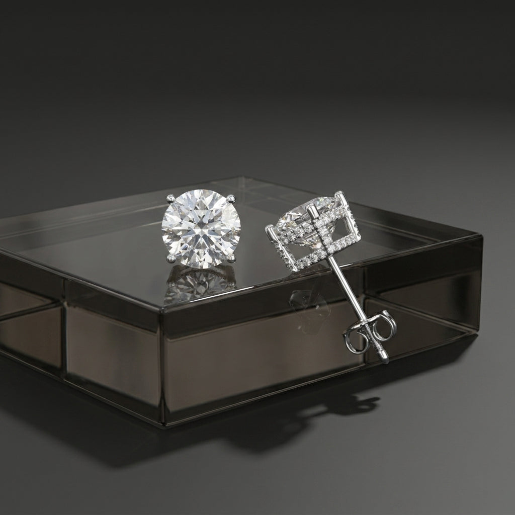 18K White Gold Solitaire Round Diamond Earrings